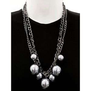 NEW Sophia Gunmetal Bubble Pearls Chunky Bead Statement Necklace